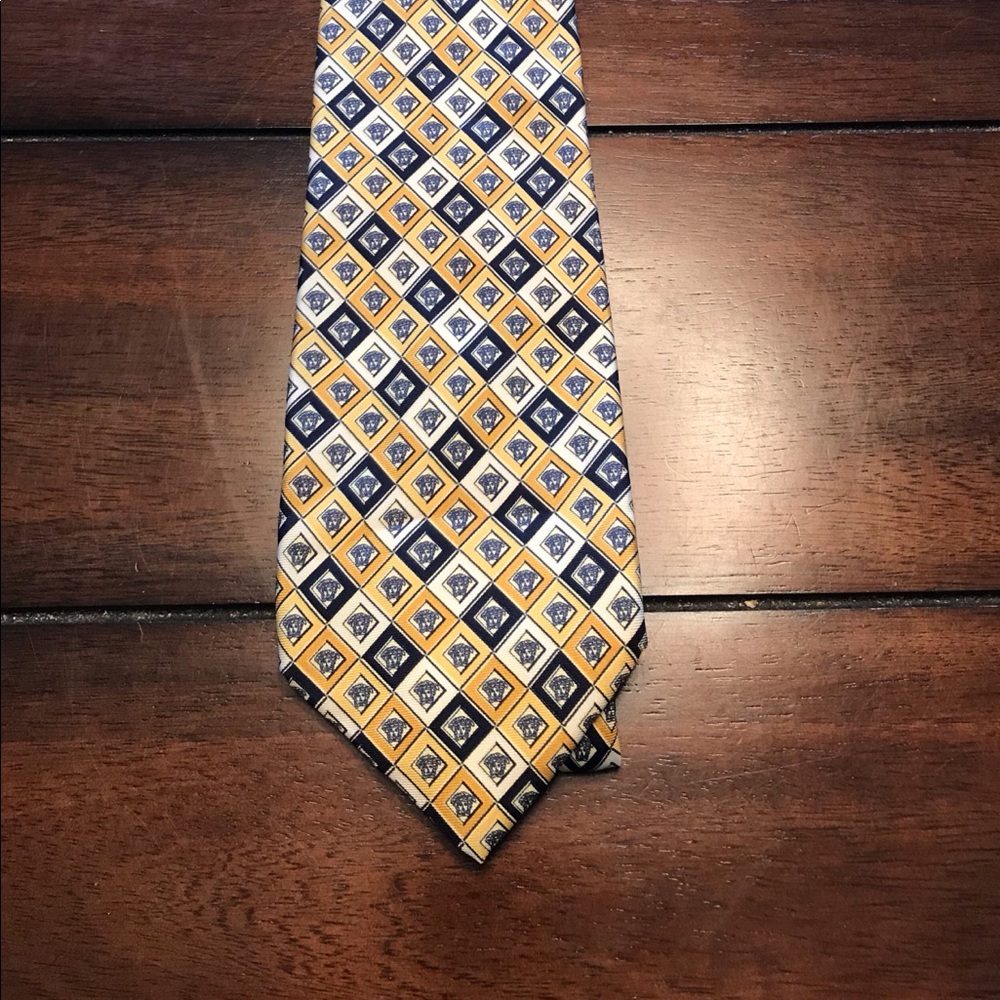 VINTAGE GIANNI VERSACE YELLOW/NAVY MEDUSA TIE